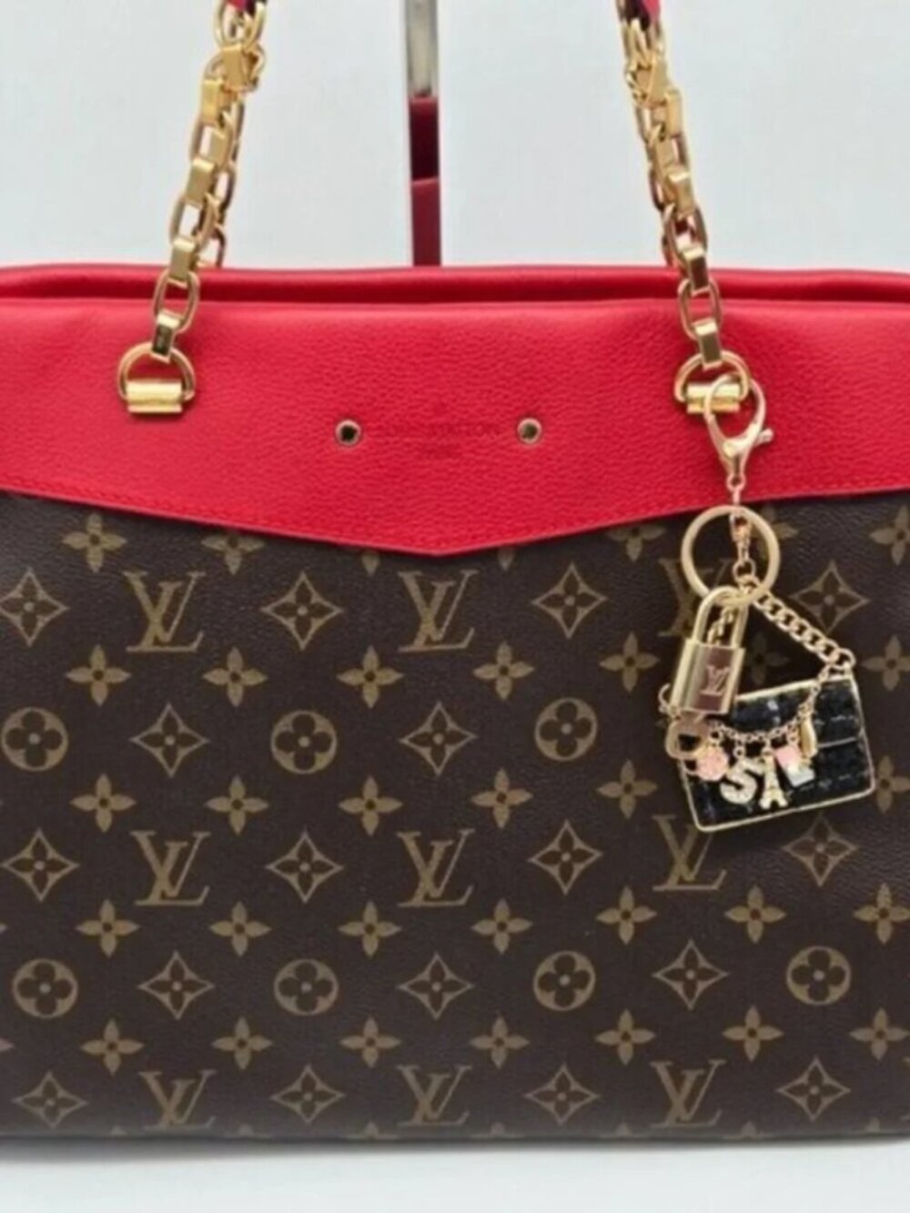 Authentic Louis Vuitton Padlock & Key Gold ✨Unbranded Tweed Bag Charm Keychain - Picture 2 of 6